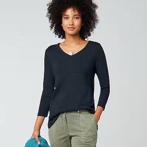 NWT J JILL Pima Cotton V-neck 3/4 Sleeve Mustard Top Sz S